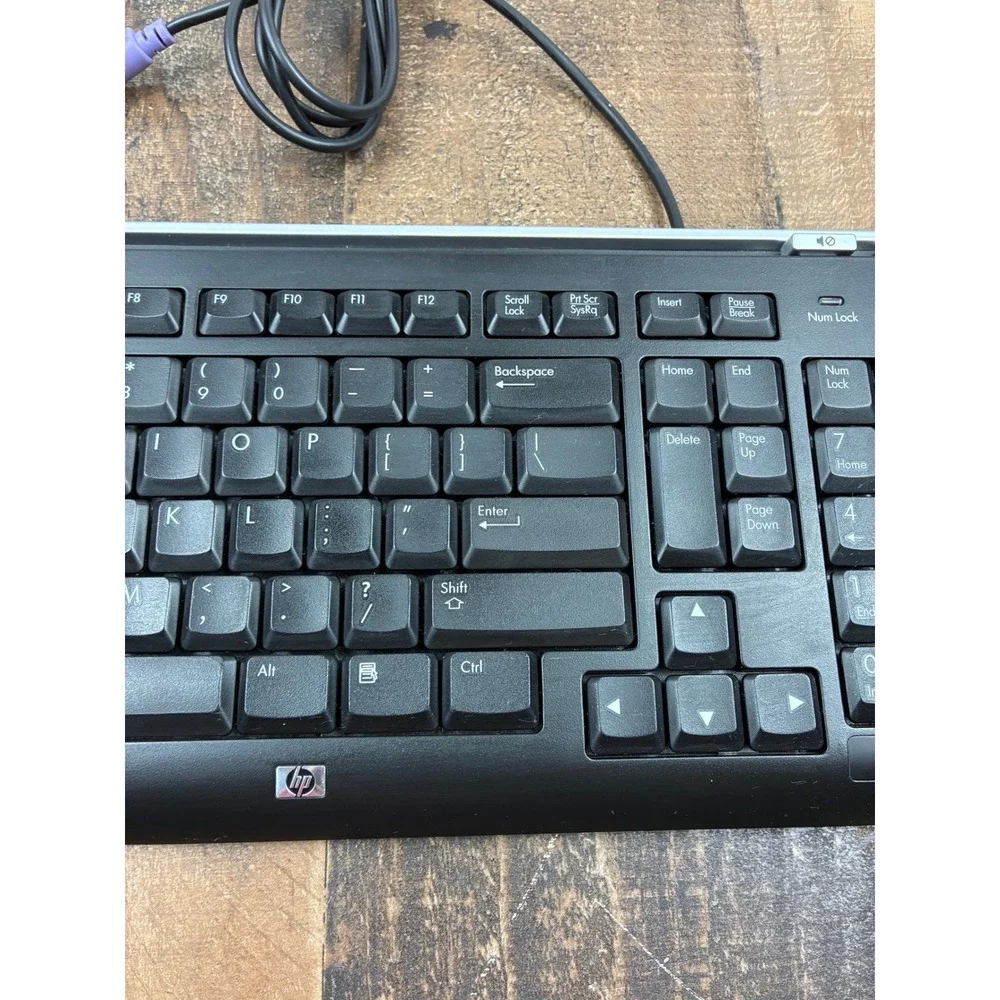 HP Multimedia Keyboard Wired PS/2 Black Silver KB-0601 5188-6077 Used